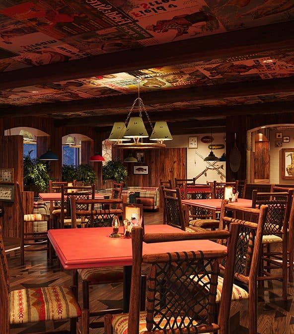 table seating in Dry Fly Saloon