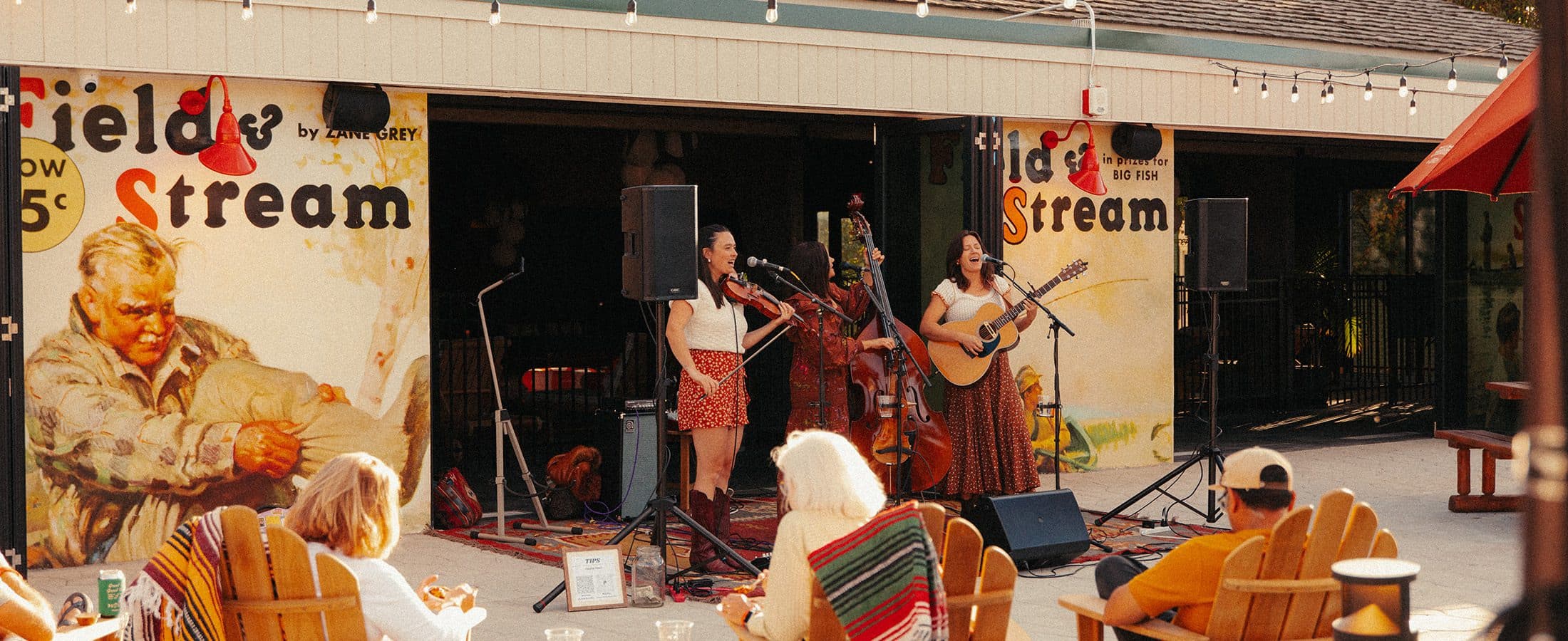 bluegrass band performing in the backyard
